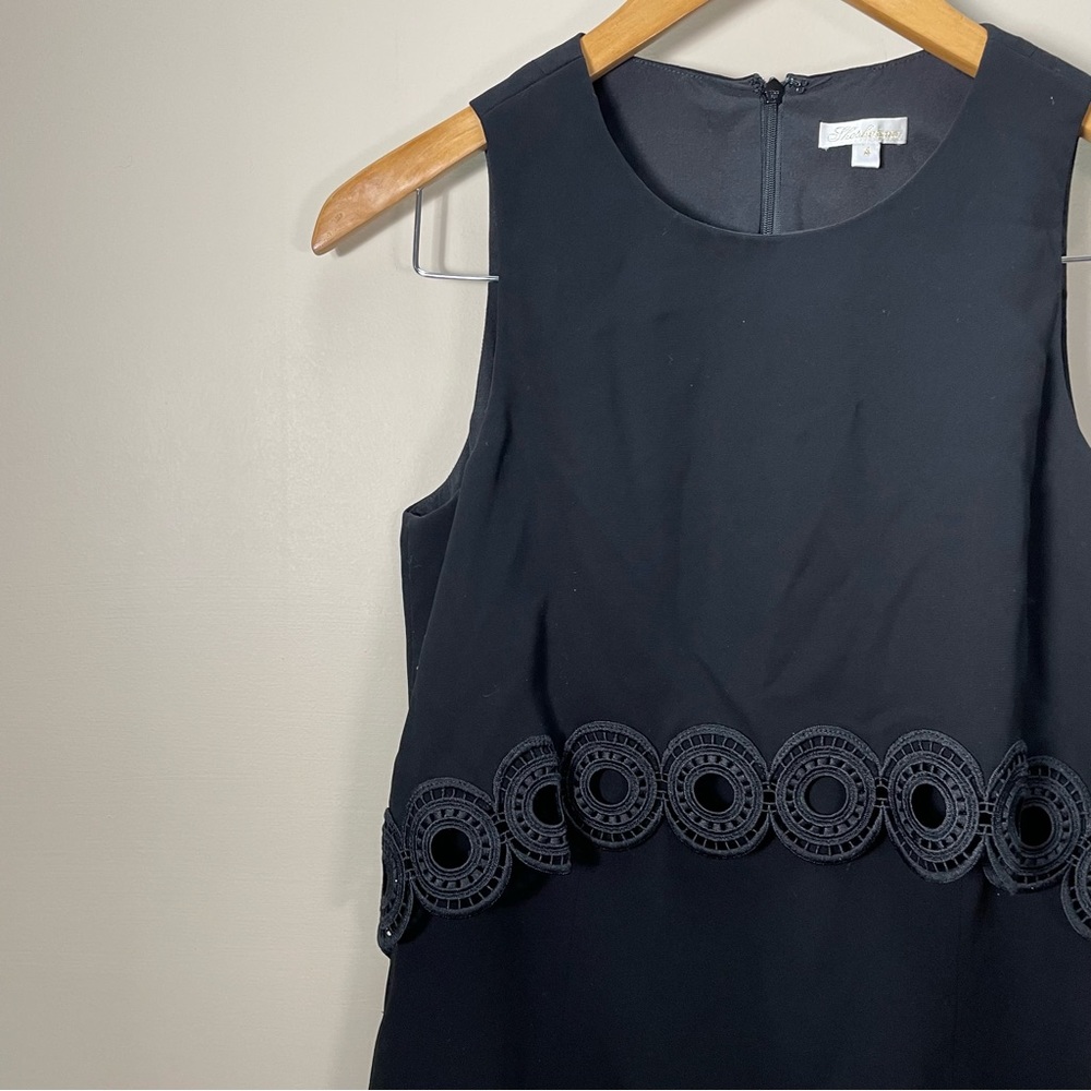 Shoshanna Black Double Circle Embroidered Sleeveless Dress Size 4 - Picture 2 of 7